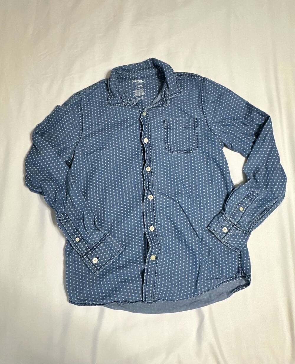 Arizona Jean Co Shirt Size 14/16 Blue Polka Dot